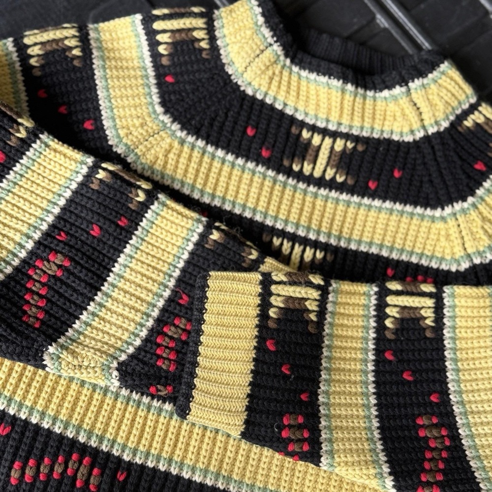 Vintage Adam 100% Wool Sweater Made In West Germany For Daytons Yellow W/Stripes